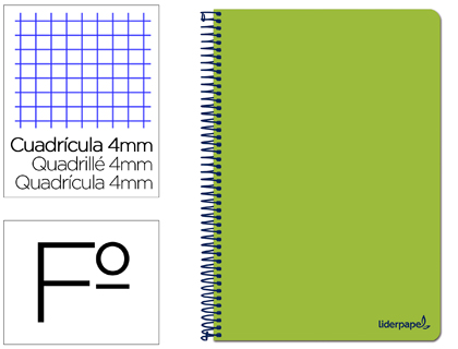 Cuaderno espiral Liderpapel Smart Folio tapa blanda 80h 60g c/4mm. color verde